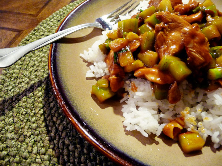 a plate of cucumber chicken