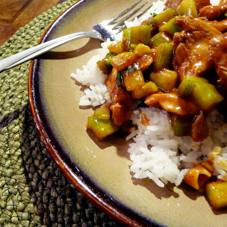 a plate of cucumber chicken