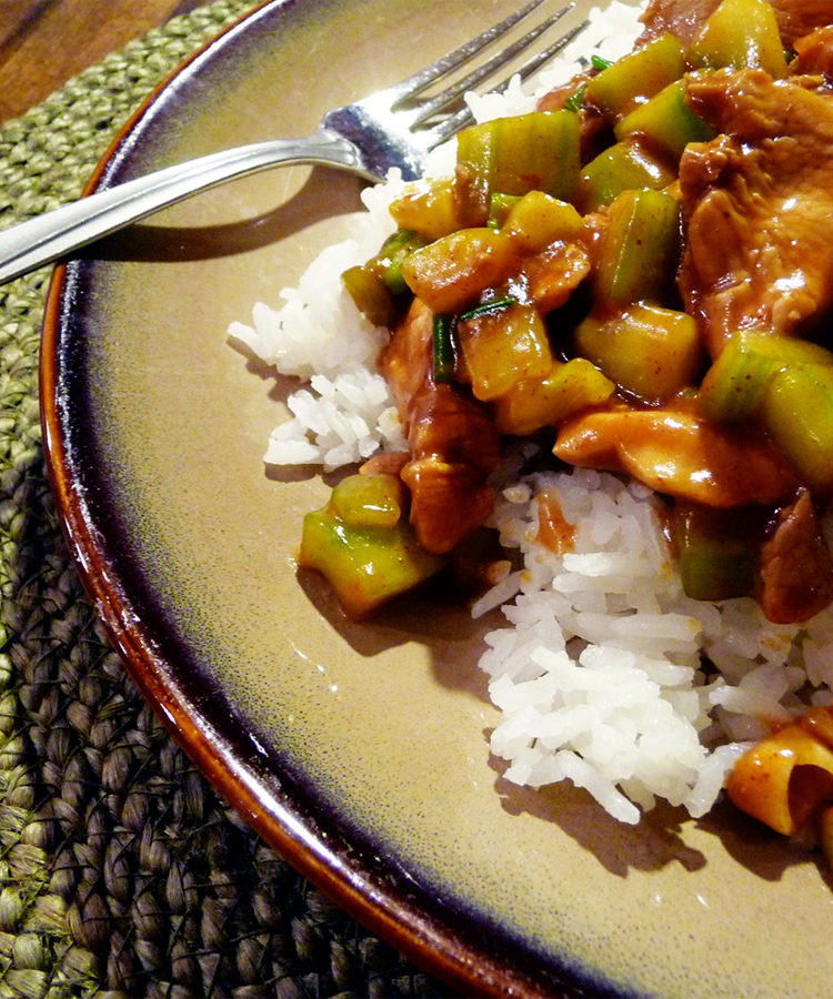 a plate of cucumber chicken