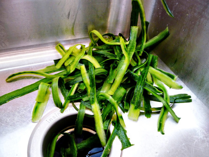 cucumbers being peeled