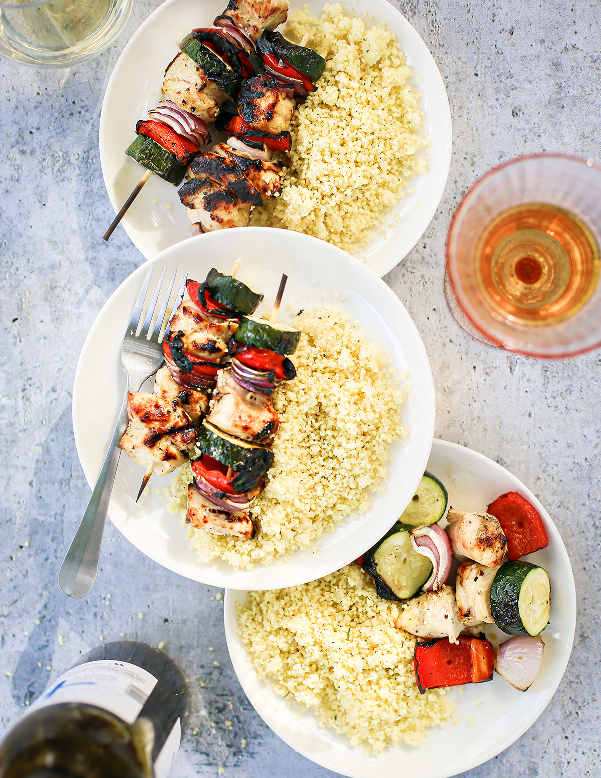 Grilled Chicken Skewers with Basil Couscous