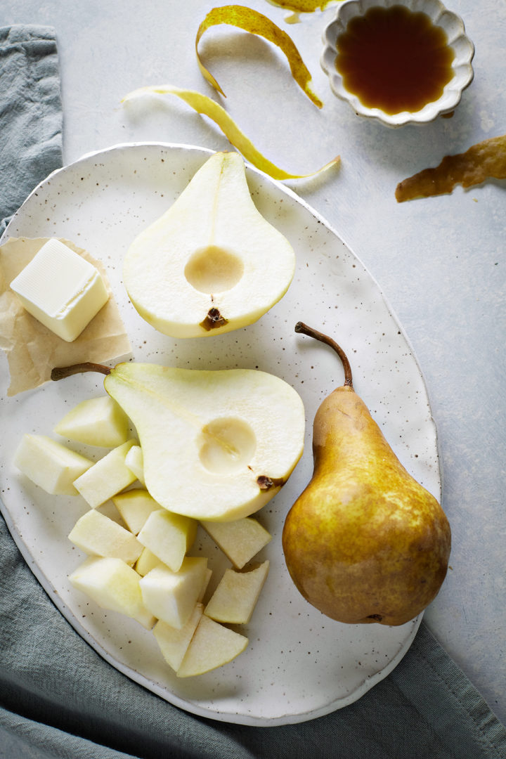 chopped peeled pears