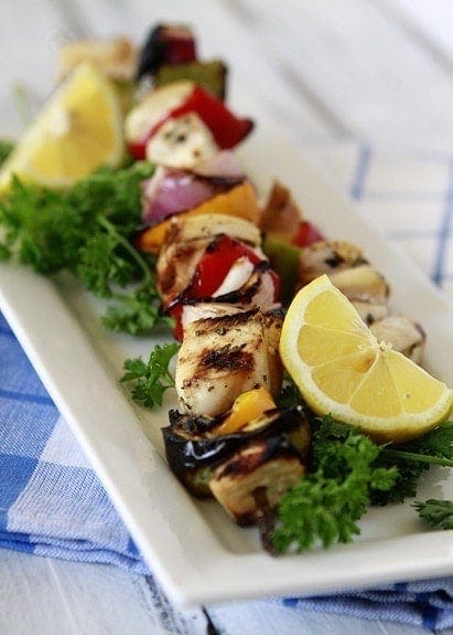Skewered fish and lime kebabs