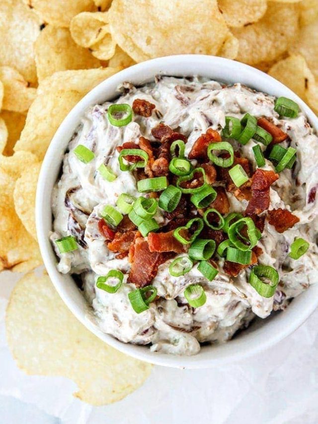 Caramelized Onion Bacon Blue Cheese Dip - How to Make Homemade Onion Dip - Super Bowl Appetizers and Dip