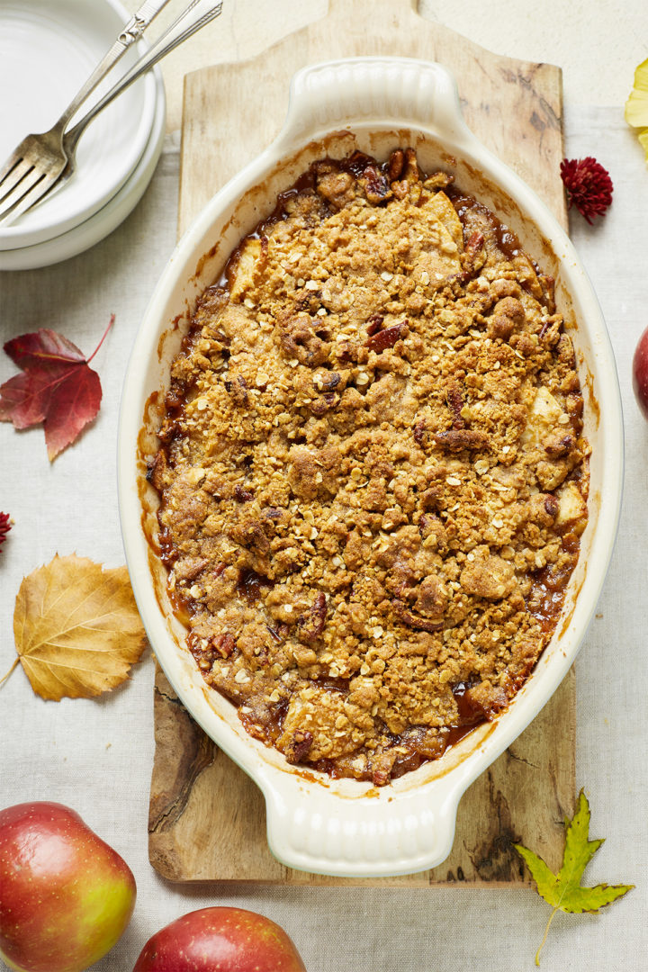 freshly baked bourbon apple crisp