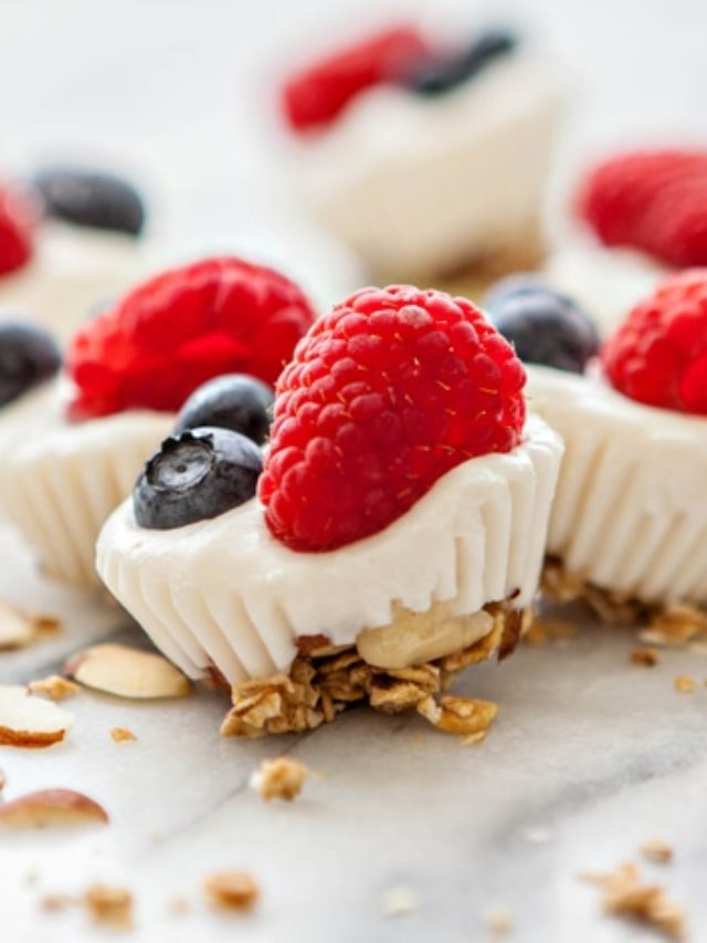 Red, White, and Blue Berry Almond Frozen Yogurt Bites