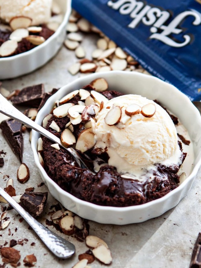 Dark Chocolate Almond Molten Lava Cake Sundaes