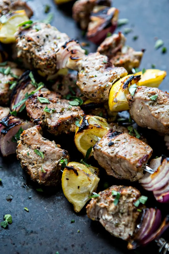 Greek Pork Kebab Platter With Greek Pico De Gallo Good Life Eats