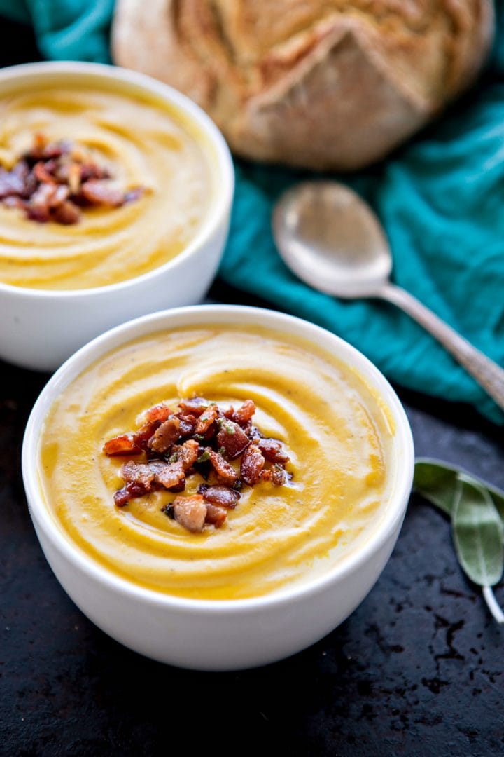 Roasted Butternut Squash Soup with Bacon and Sage | Good Life Eats