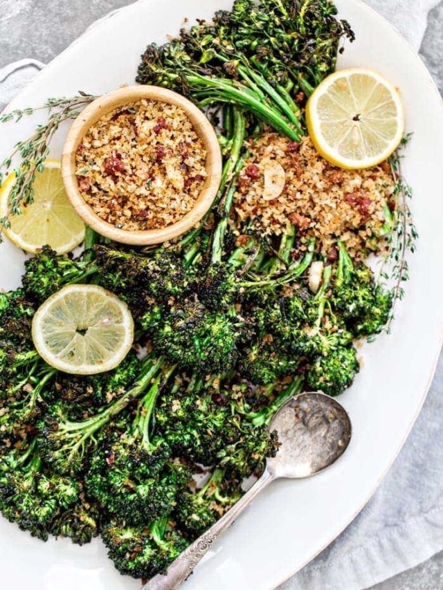 Lemon Roasted Broccolini with Pancetta and Breadcrumbs recipe and pictures