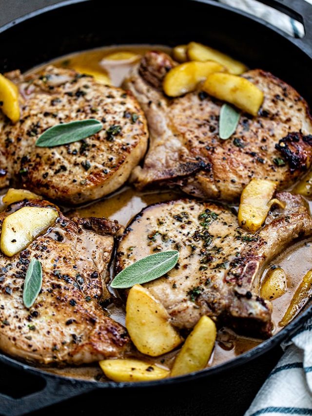 Cropped Apple Cider And Sage Pork Chops With Caramelized Apples Photo Good Life Eats