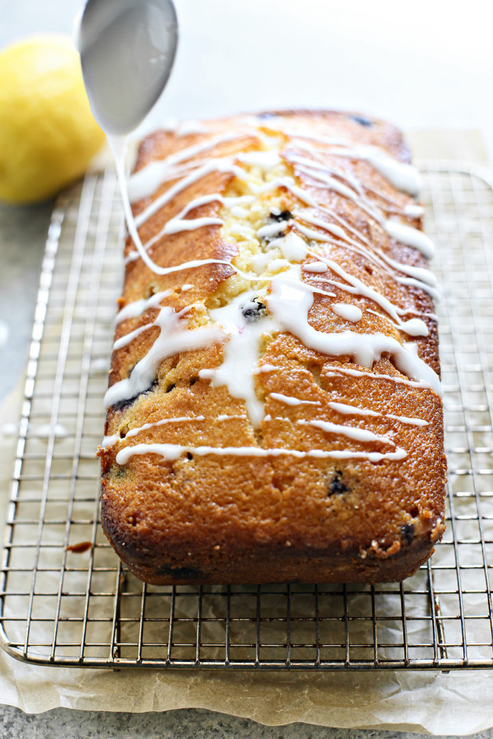 photo of a lemon blueberry bread recipe that can be made with frozen blueberries