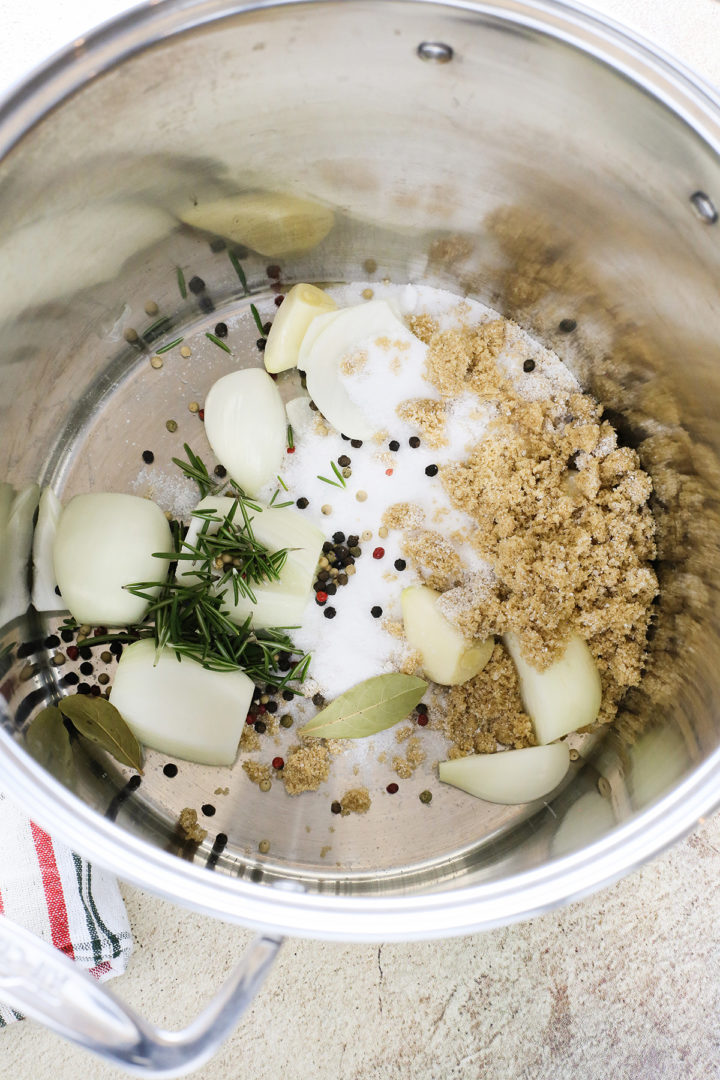 preparing ingredients for a smoked turkey brine