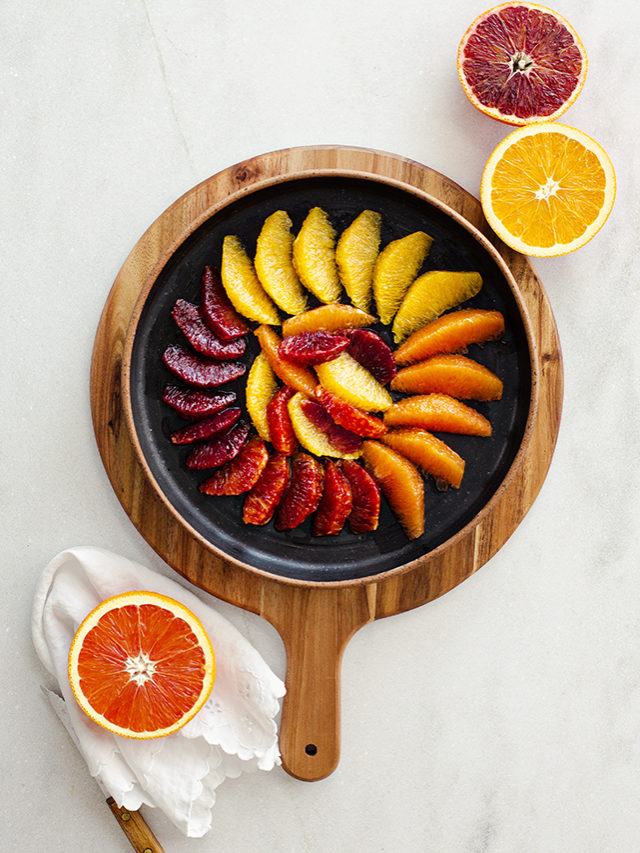 overhead shot of segmented oranges