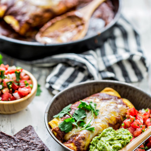 pan of chicken enchiladas