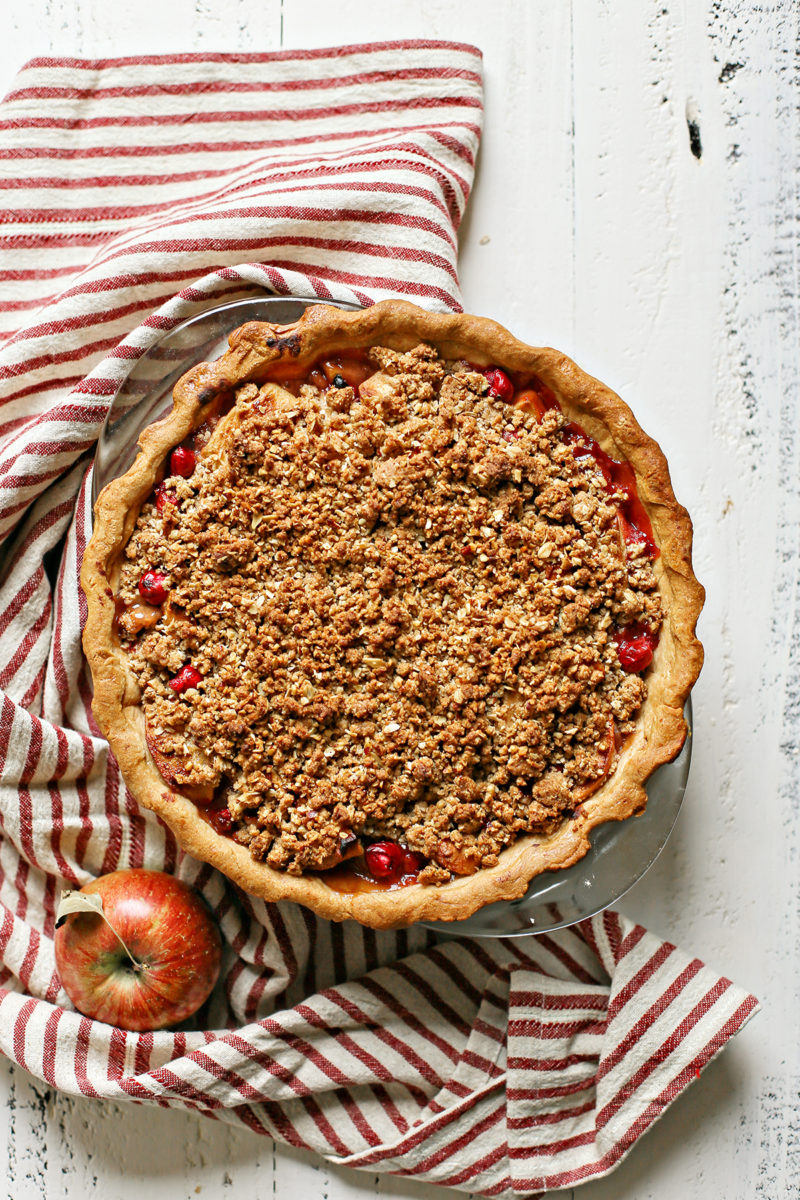 Deep Dish Cranberry Apple Pie with Crumble Topping | Good Life Eats