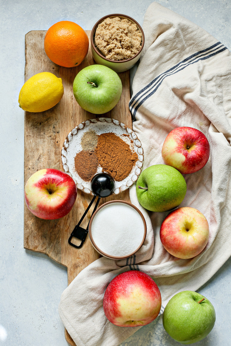 apples on a cutting board