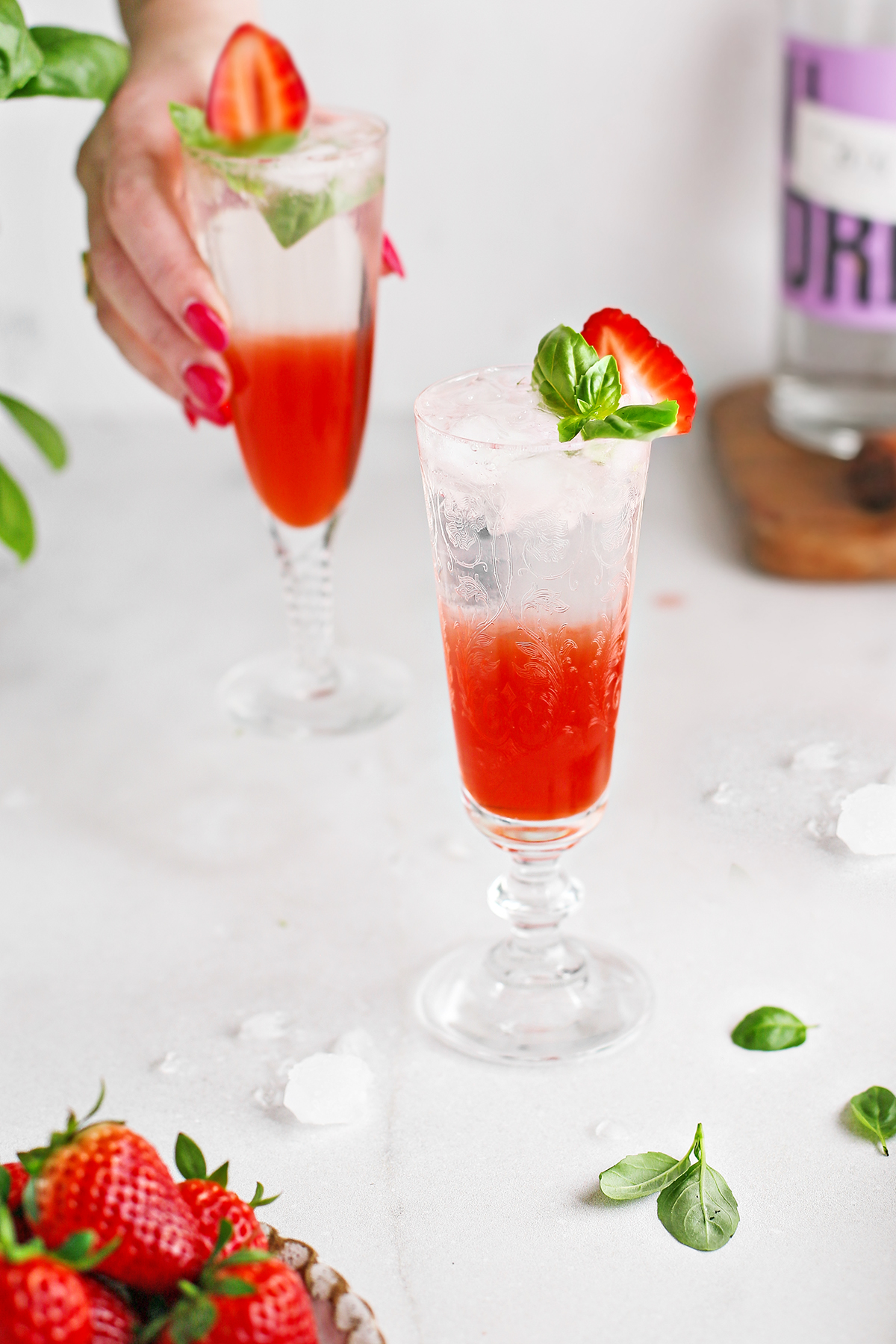 Strawberry Basil Shrub Cocktail 