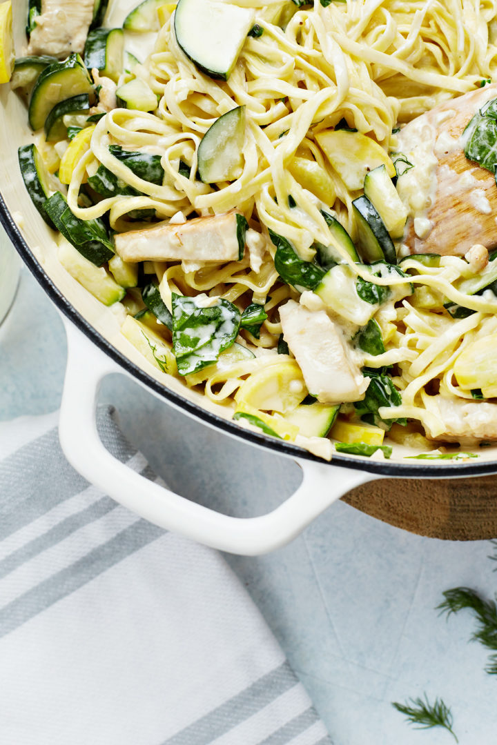 recipe for chicken pasta primavera in a pan