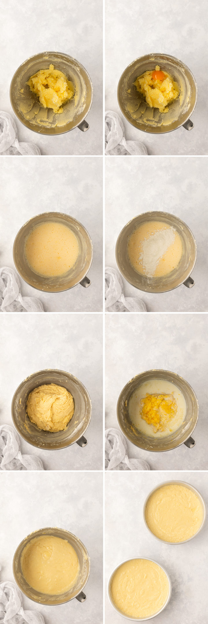 step by step photos showing how to make a lemon layer cake recipe from scratch