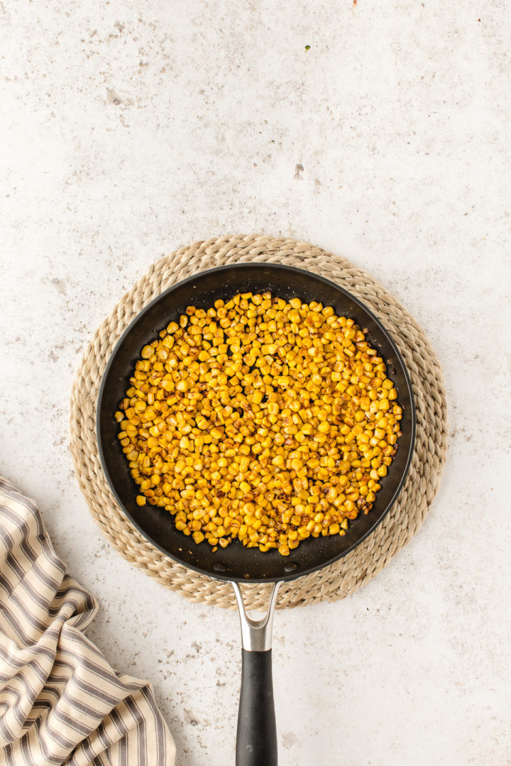 photo showing how to char corn for corn pasta salad