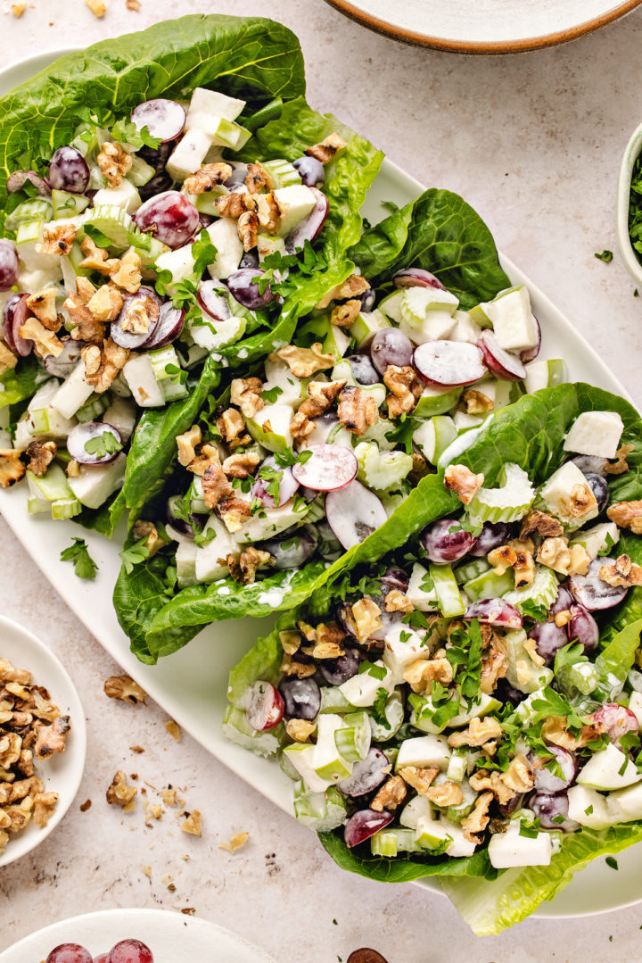 waldorf salad on a serving platter