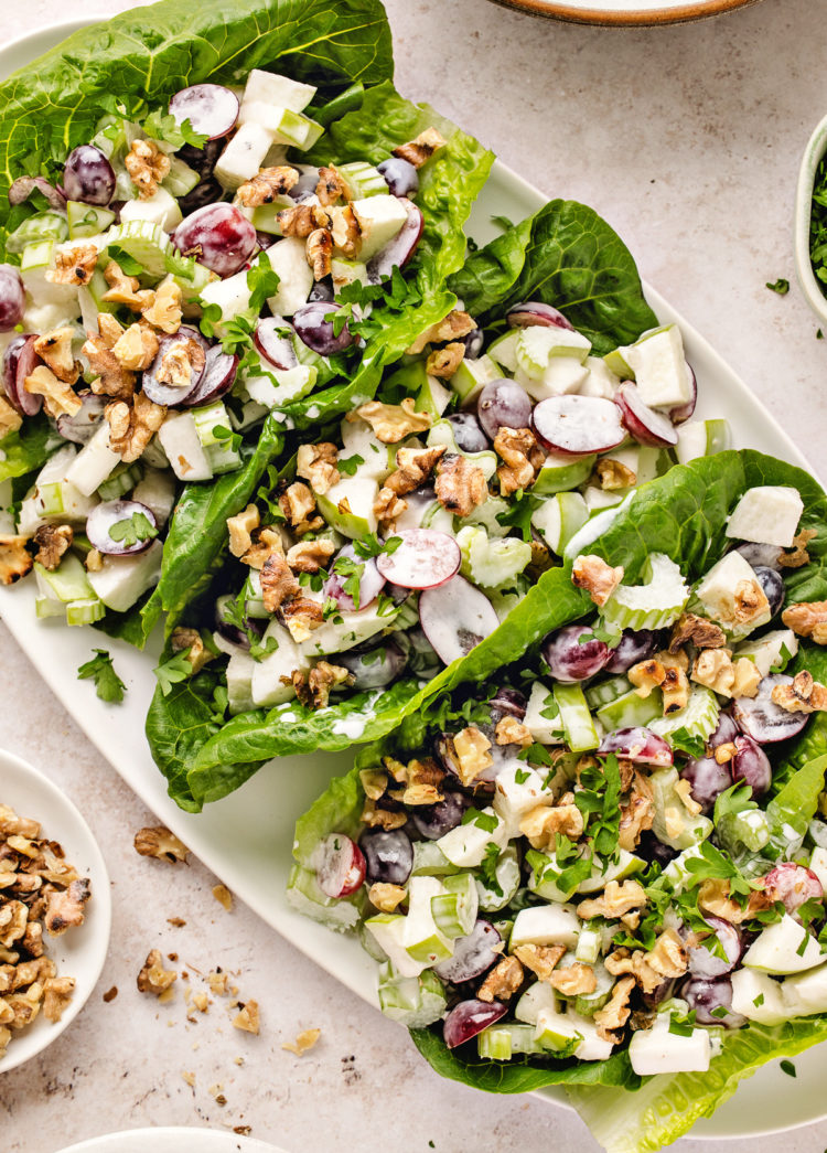 waldorf salad on a serving platter