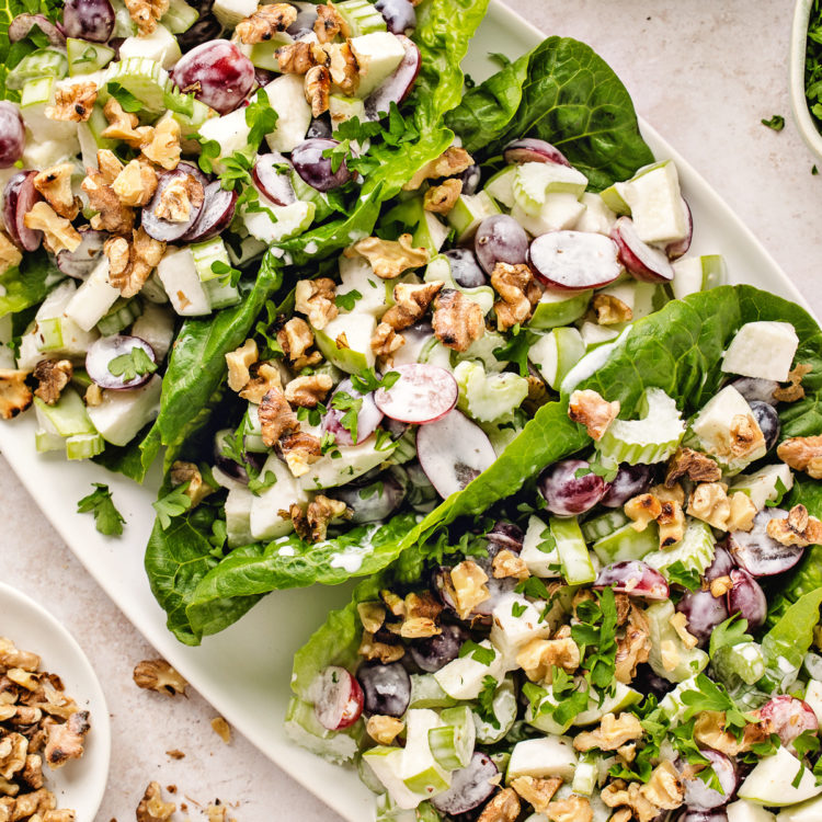 waldorf salad on a serving platter