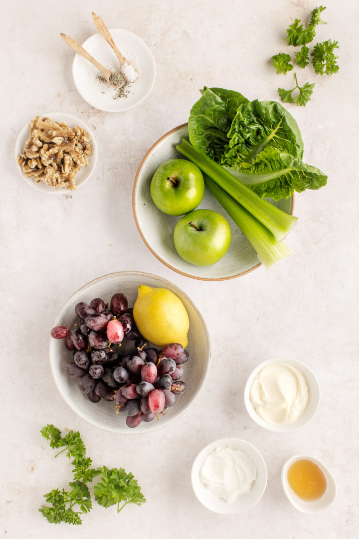 photo of ingredients in an apple waldorf salad