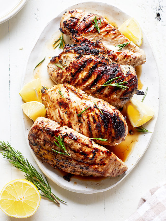 platter of grilled lemon rosemary chicken