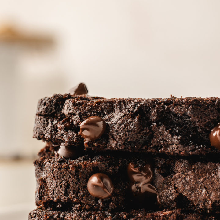 slices of easy chocolate zucchini bread on a white plate