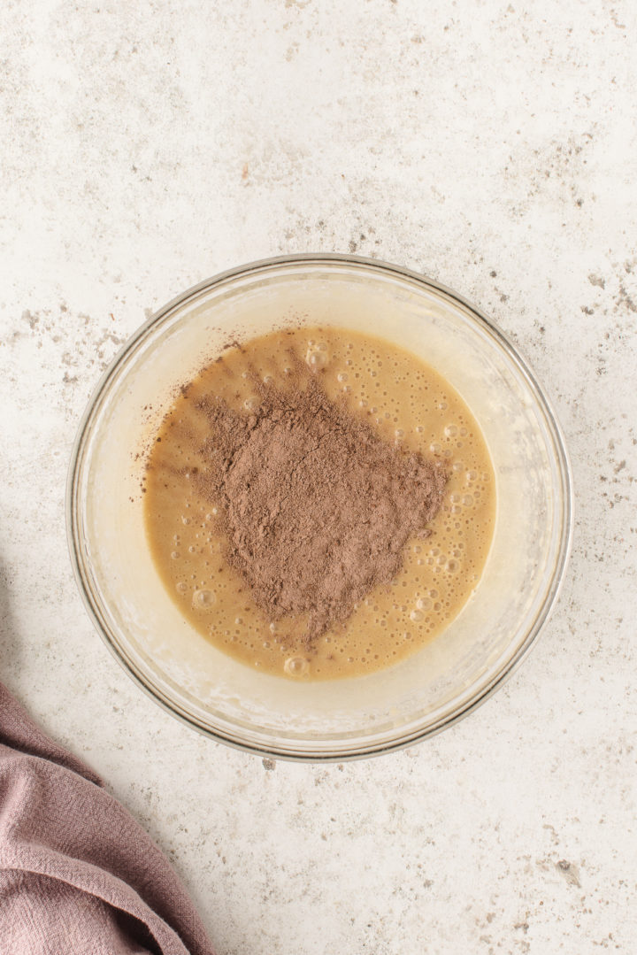 adding cocoa powder to batter