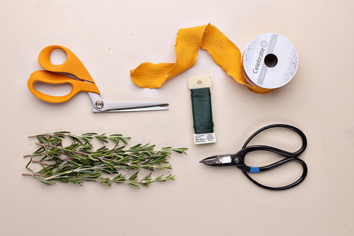 supplies needed to make diy rosemary wreaths