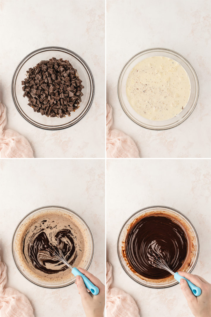 step by step making chocolate ganache for cake