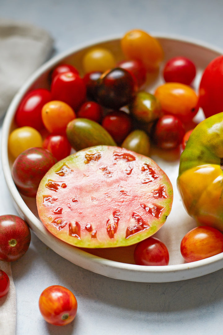 heirloom tomatoes for a panzanella recipe