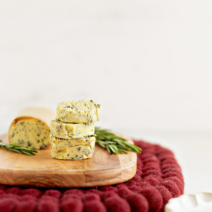 herb butter on a cutting board