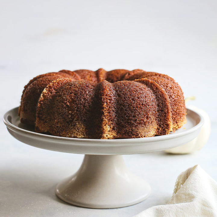 bundt cake on a cake stand