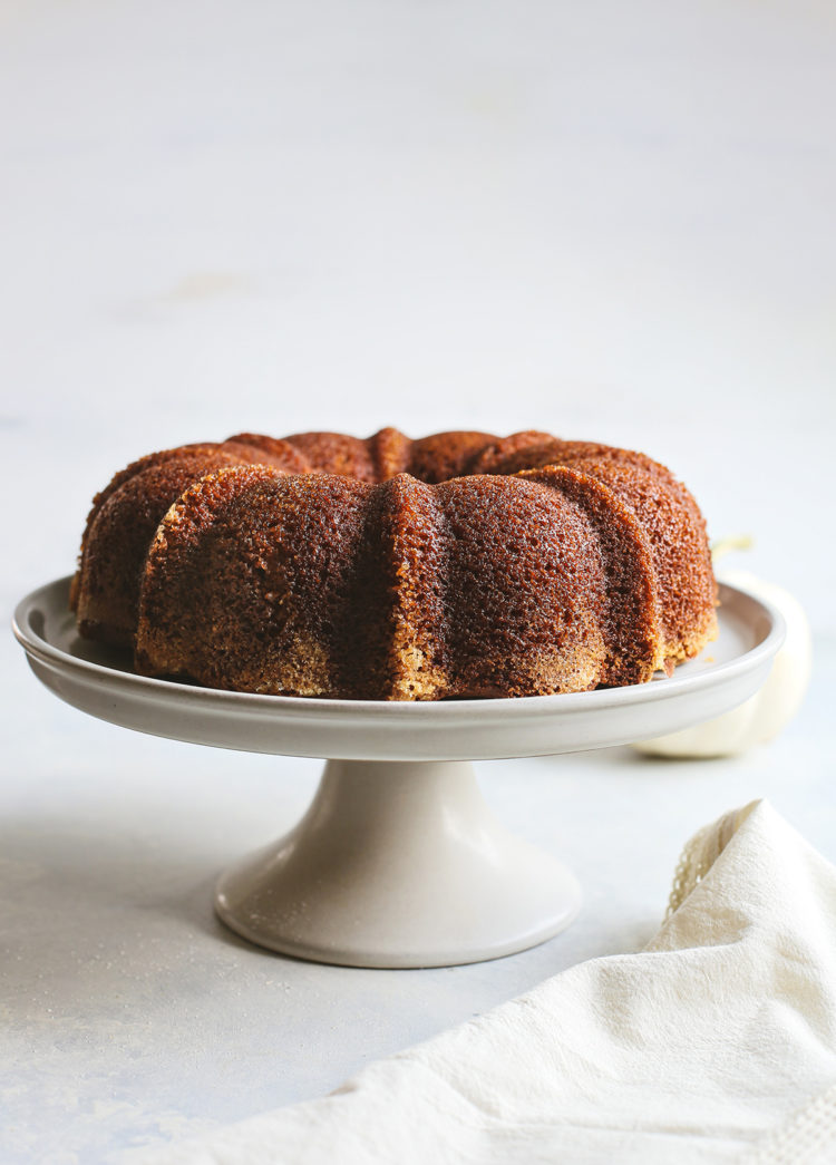 bundt cake on a cake stand