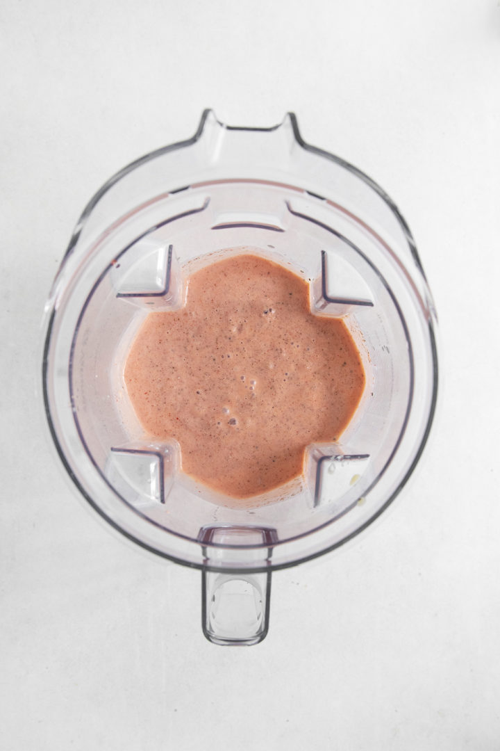 berry passion fruit smoothie in a blender