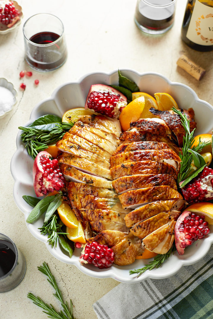 platter of smoked turkey breast