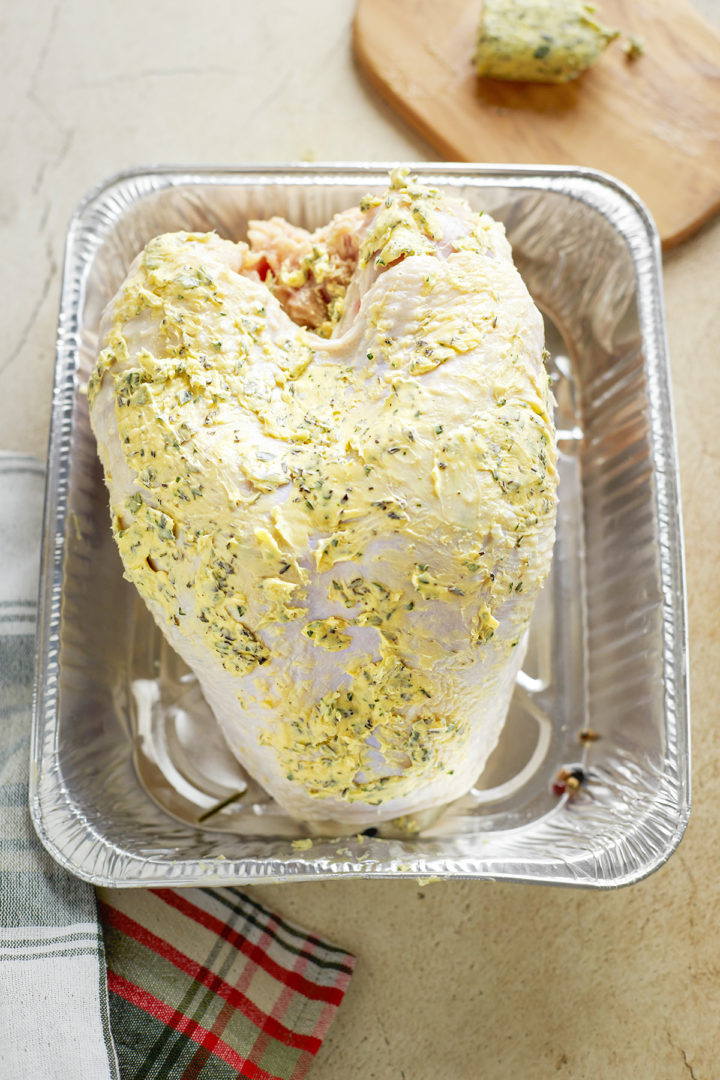 turkey breast slathered in herb butter