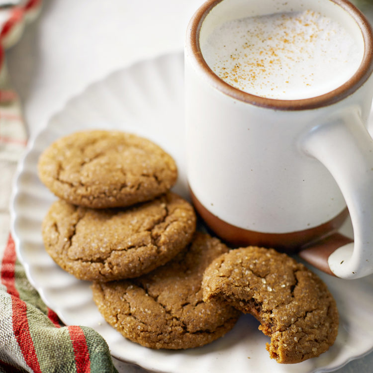 a plate of homemade gingersnaps cookies