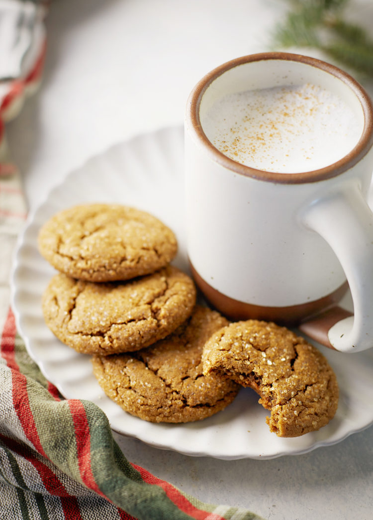 a plate of homemade gingersnaps cookies