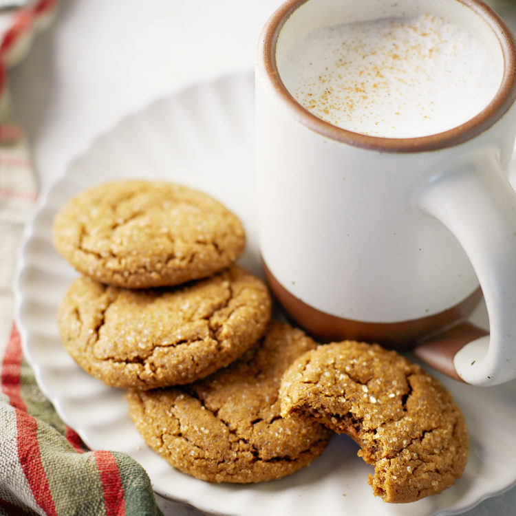 a plate of homemade gingersnaps cookies