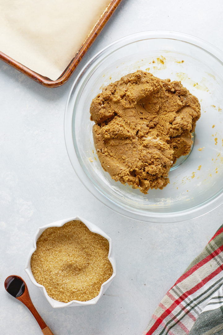 a bowl of gingersnap cookie dough