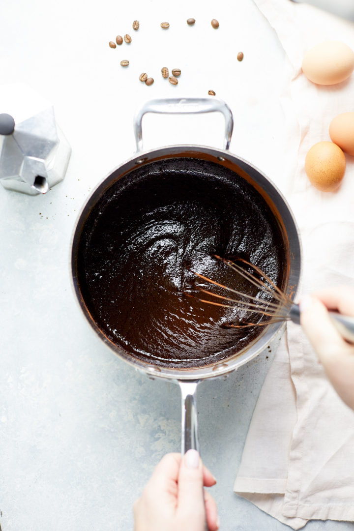 woman mixing brownie batter